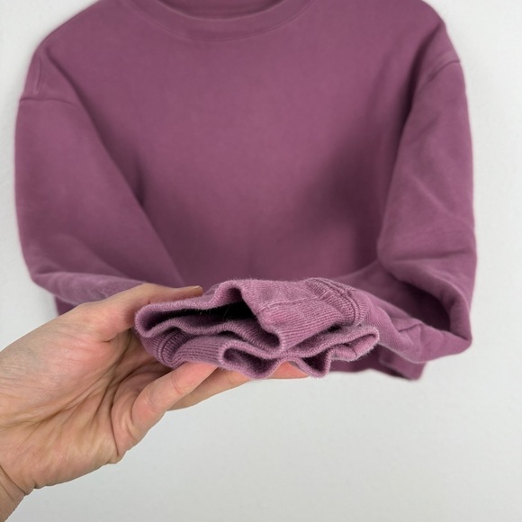 Girlfriend Collective 50/50 Crop Sweatshirt Recycled Organic Cotton Mauve Small - Picture 4 of 8